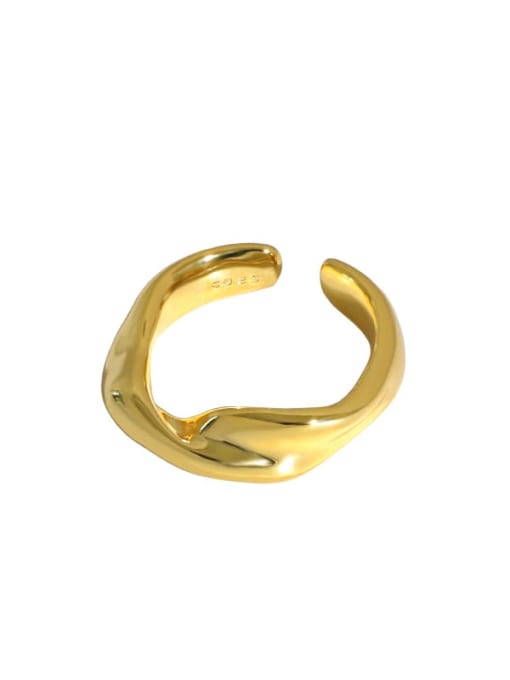 Gold [12 Adjustable] 925 Sterling Silver Irregular Minimalist Band Ring